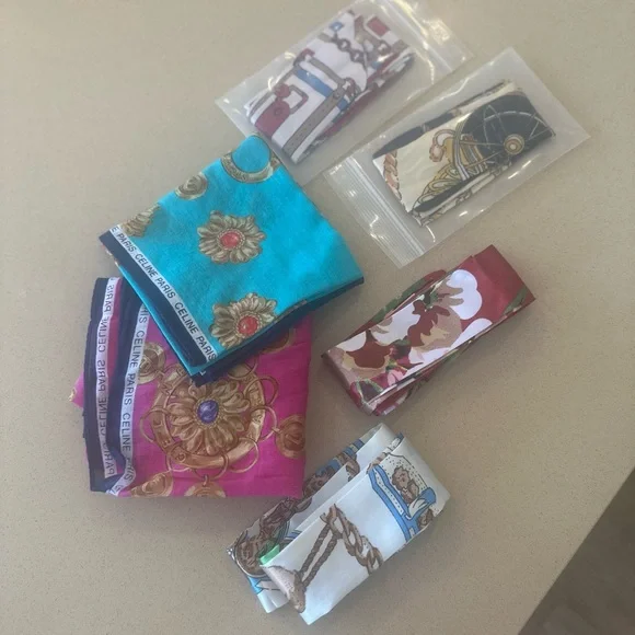 Celine Women's Pink and Blue Handkerchief Set - Picture 4 of 5